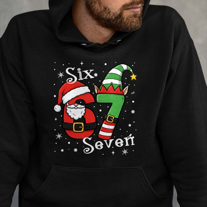 Funny Six Seven 67 Meme 6 7 Elf Santa Christmas Pajamas Kids T-Shirt  - Christmas Unisex T-Shirt/Hoodie/Sweatshirt - SNOW00