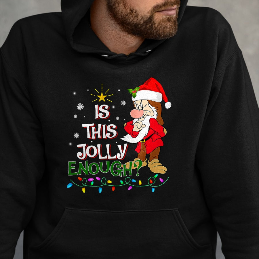 Is This Jolly Enough Grumpy Elf Pajama Christmas Lights T-Shirt - Christmas Unisex T-Shirt/Hoodie/Sweatshirt - SNOW00