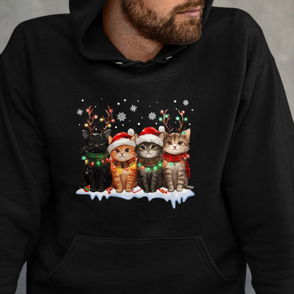 Cat Christmas Light Reindeer Santa Christmas Cat Lover T-Shirt - Christmas Unisex T-Shirt/Hoodie/Sweatshirt - SNOW00