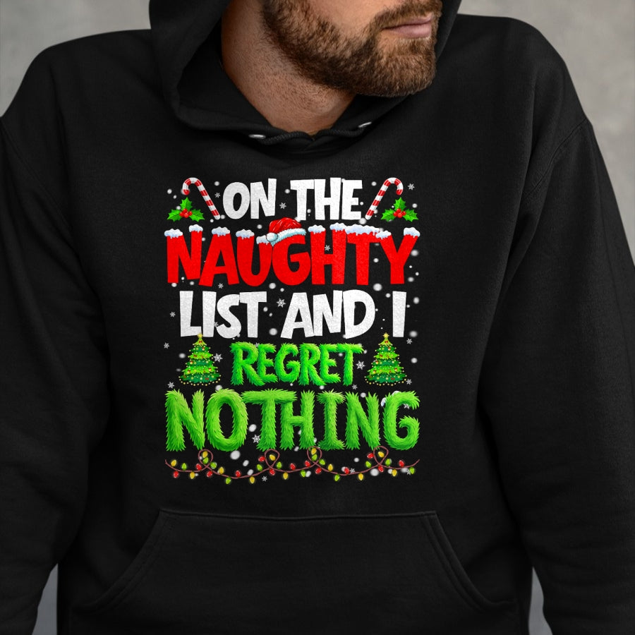 On The Naughty List and Regret Nothing Pjs Christmas Xmas Ki T-Shirt - Christmas Unisex T-Shirt/Hoodie/Sweatshirt - SNOW00