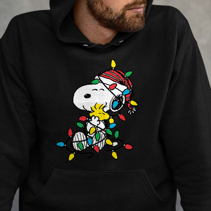 Peanuts - Snoopy Woodstock Christmas Lights T-Shirt - Christmas Unisex T-Shirt/Hoodie/Sweatshirt - SNOW00