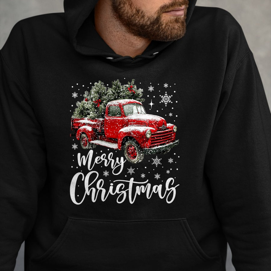Merry Christmas Red Truck Family Matching Christmas Pajama T-Shirt - Christmas Unisex T-Shirt/Hoodie/Sweatshirt - SNOW00