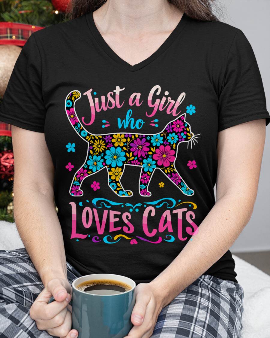 Cat Cute Just A Girl Who Loves Cats T-Shirt (SKU-SNOW-01)