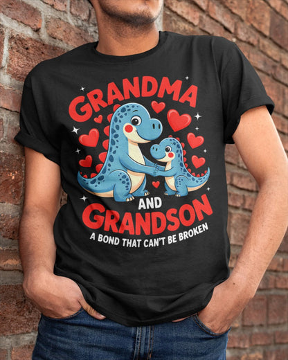 GRANDMA AND GRANDSON A BOND THAT CAN'T BE BROKEN DINOSAUR UNISEX T-SHIRT snow00 (SKU-GMS3)