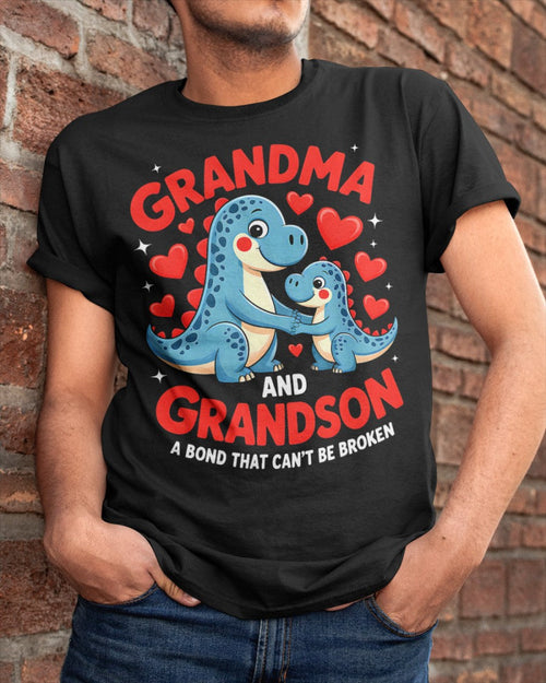 GRANDMA AND GRANDSON A BOND THAT CAN'T BE BROKEN DINOSAUR UNISEX T-SHIRT snow00 (SKU-GMS3)