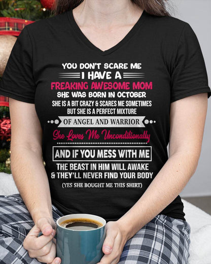 OCTOBER, SHE LOVES ME UNCONDITIONALLY - GIFT T SHIRT FROM MOM FOR DAUGHTER - SNOW10 (SKU2603-250-10)