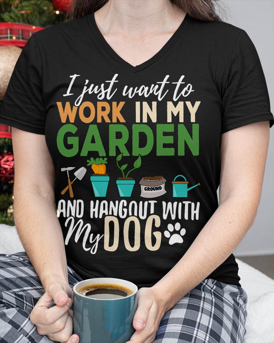 Gardening T-Shirt Dog Lover Gardener Garden Pet Gift Plants T-Shirt