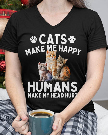 Cats Make Me Happy Humans Make My Head Hurt - Cat Lover T-Shirt