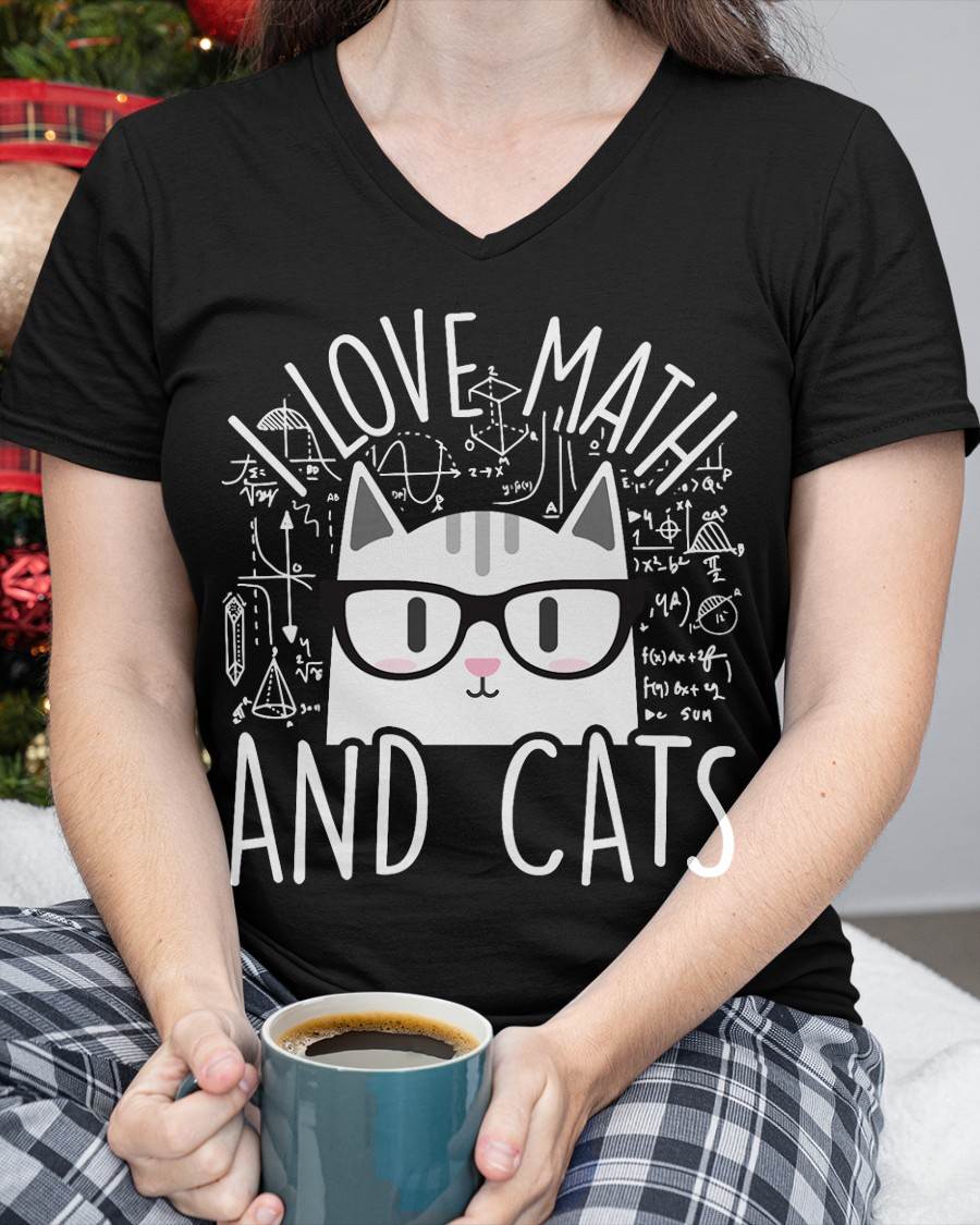 I Love Math and Cats Cute Kitty Cat Feline Lover Gift T-Shirt Small
