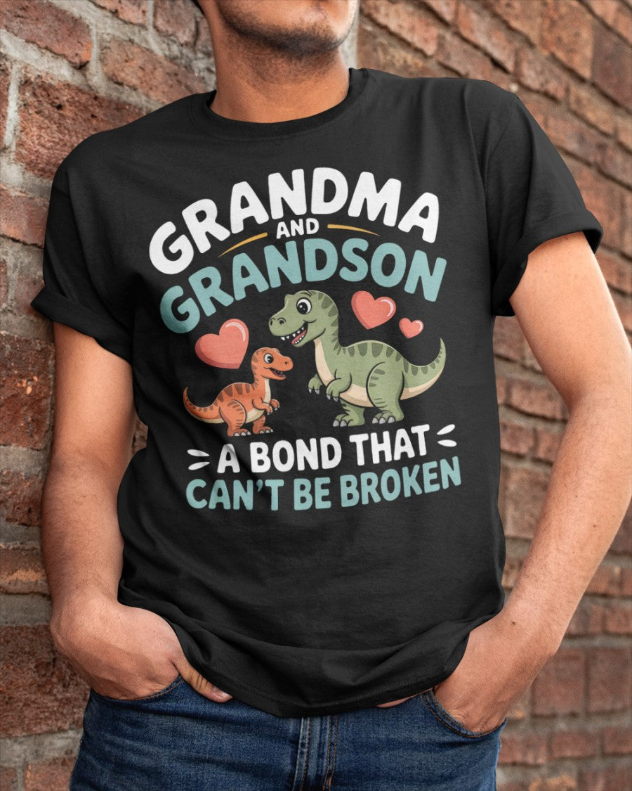 GRANDMA AND GRANDSON A BOND THAT CAN'T BE BROKEN DINOSAUR UNISEX T-SHIRT - snow00 (SKU-GMS5)