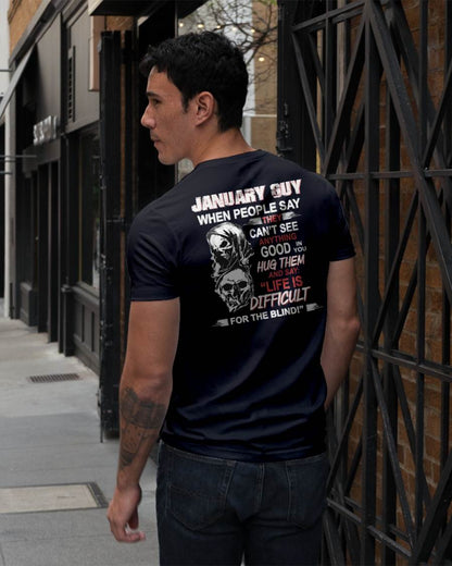 JANUARY - HUG THEM AND SAY... - BIRTHDAY T-SHIRT FOR MEN - SNOW01 (SKU12-253-01)