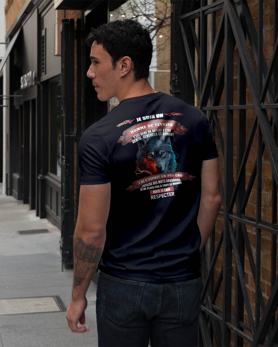 FÉVRIER -  JE SAIS RESPECTER – T-SHIRT D’ANNIVERSAIRE POUR HOMME - frSNOW02 (SKU12-266-02)