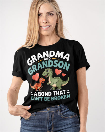 GRANDMA AND GRANDSON A BOND THAT CAN'T BE BROKEN DINOSAUR UNISEX T-SHIRT - snow00 (SKU-GMS5)
