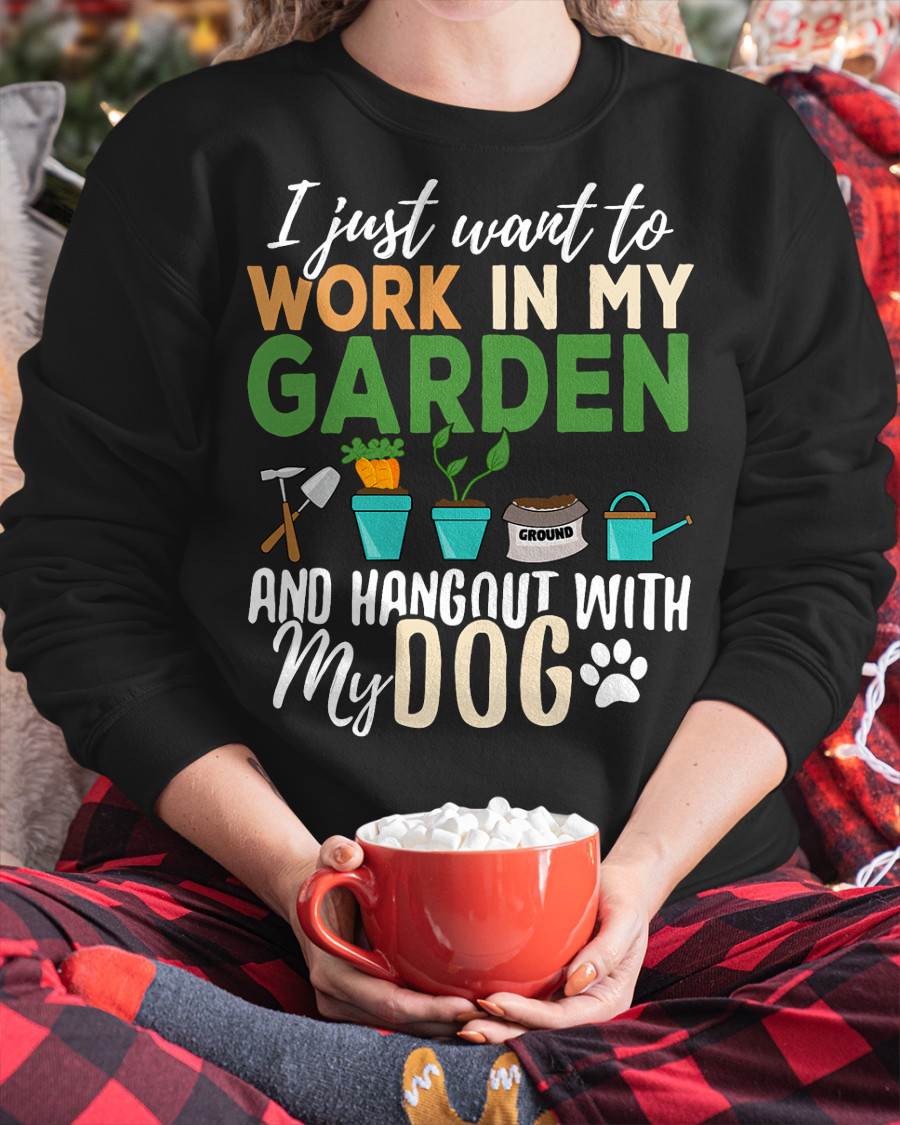 Gardening T-Shirt Dog Lover Gardener Garden Pet Gift Plants T-Shirt