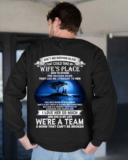 DECEMBER, WE’RE A BOND THAT CAN’T BE BROKEN – GIFT T SHIRT FROM WIFE – SNOW12 (SKU2602-169-12)
