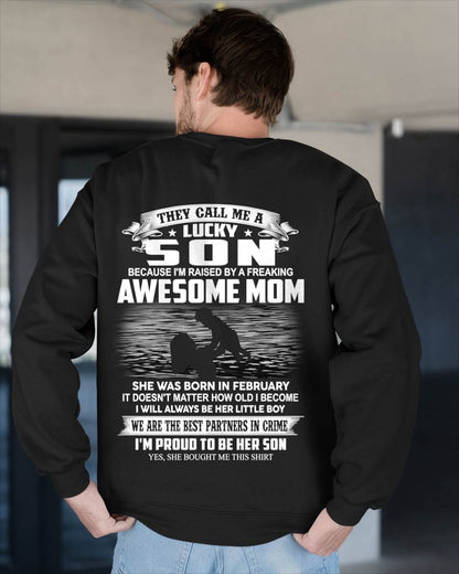 FEBRUARY SHIRT, THEY CALL ME A LUCKY SON - GIFT T SHIRT FROM MOM FOR SON - SNOW02 (SKU2603-213-02)