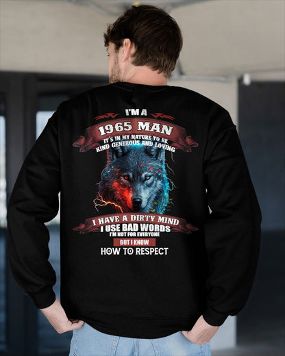 BORN IN 1965 - KNOW HOW TO RESPECT - BIRTHDAY T-SHIRT FOR MEN - Us1965 (SKU12-286-1965)