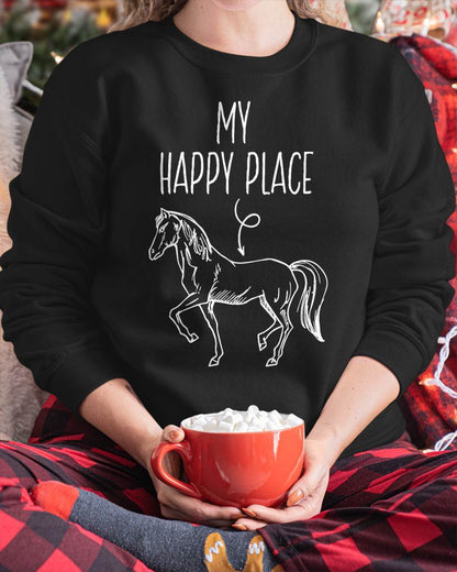 My Happy Place Horse Lover Gifts Horseback Riding Equestrian T-Shirt Small