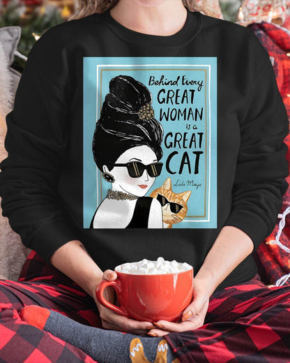 Cats Behind Every Great Woman There Is A Great Cat T-Shirt