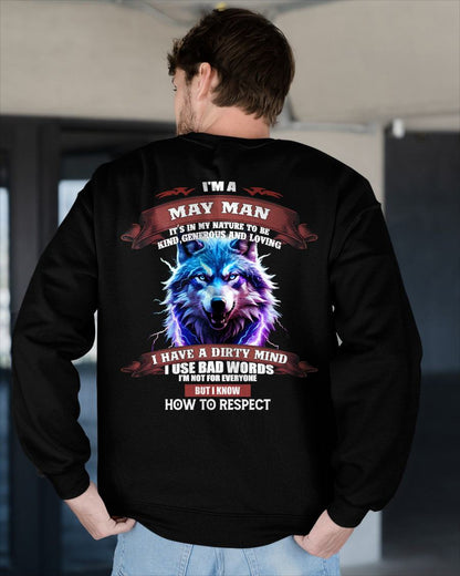 MAY - KNOW HOW TO RESPECT - BIRTHDAY T-SHIRT FOR MEN - SNOW05 (SKU12-312-05)