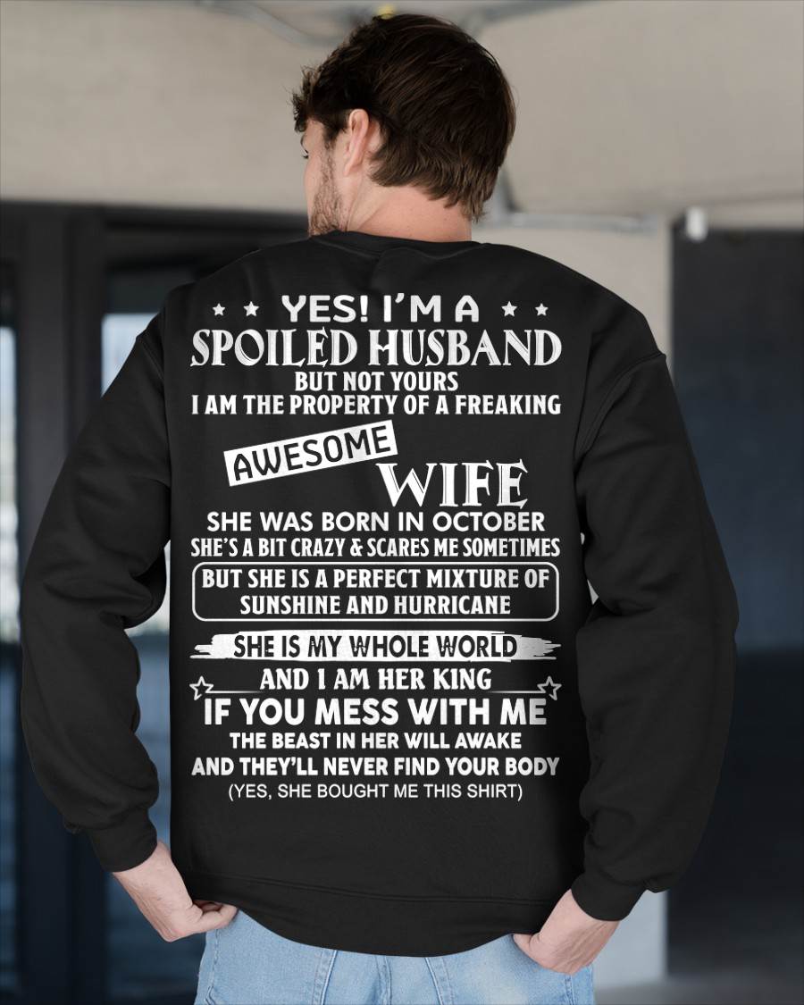 OCTOBER, I AM THE PROPERTY OF A FREAKING AWESOME WIFE Gift T Shirt from Wife for Husband – SNOW MALE10 (SKU12-232-10)