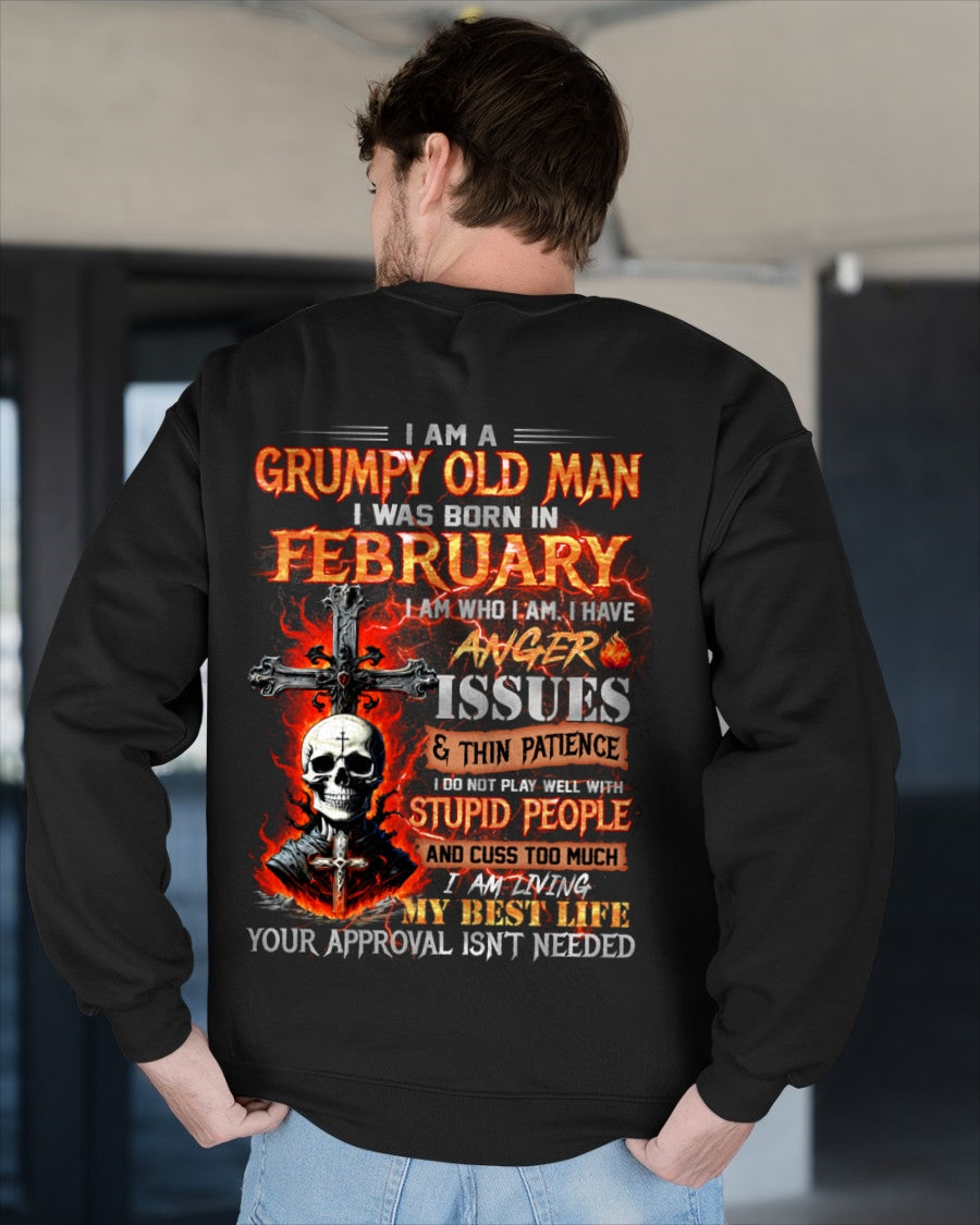 FEBRUARY - GRUMPY OLD MAN T-SHIRT - FUNNY SKULL ANGER ISSUES TEE - PERFECT GIFT FOR MEN snow02 / male (SKU12-319-02)