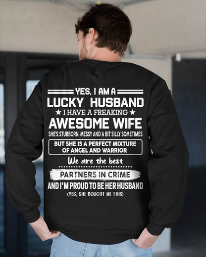 00, YES, I AM A LUCKY HUSBAND - GIFT T SHIRT FROM WIFE FOR HUSBAND - SNOW MALE00 (SKU2602-17-00)