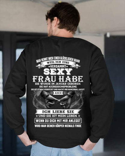 JANUAR, MAN NENNT MICH EINEN GLÜCKLICHEN MANN - GIFT T SHIRT FROM WIFE TO HUSBAND - SNOW01 (SKU2606-306-01)