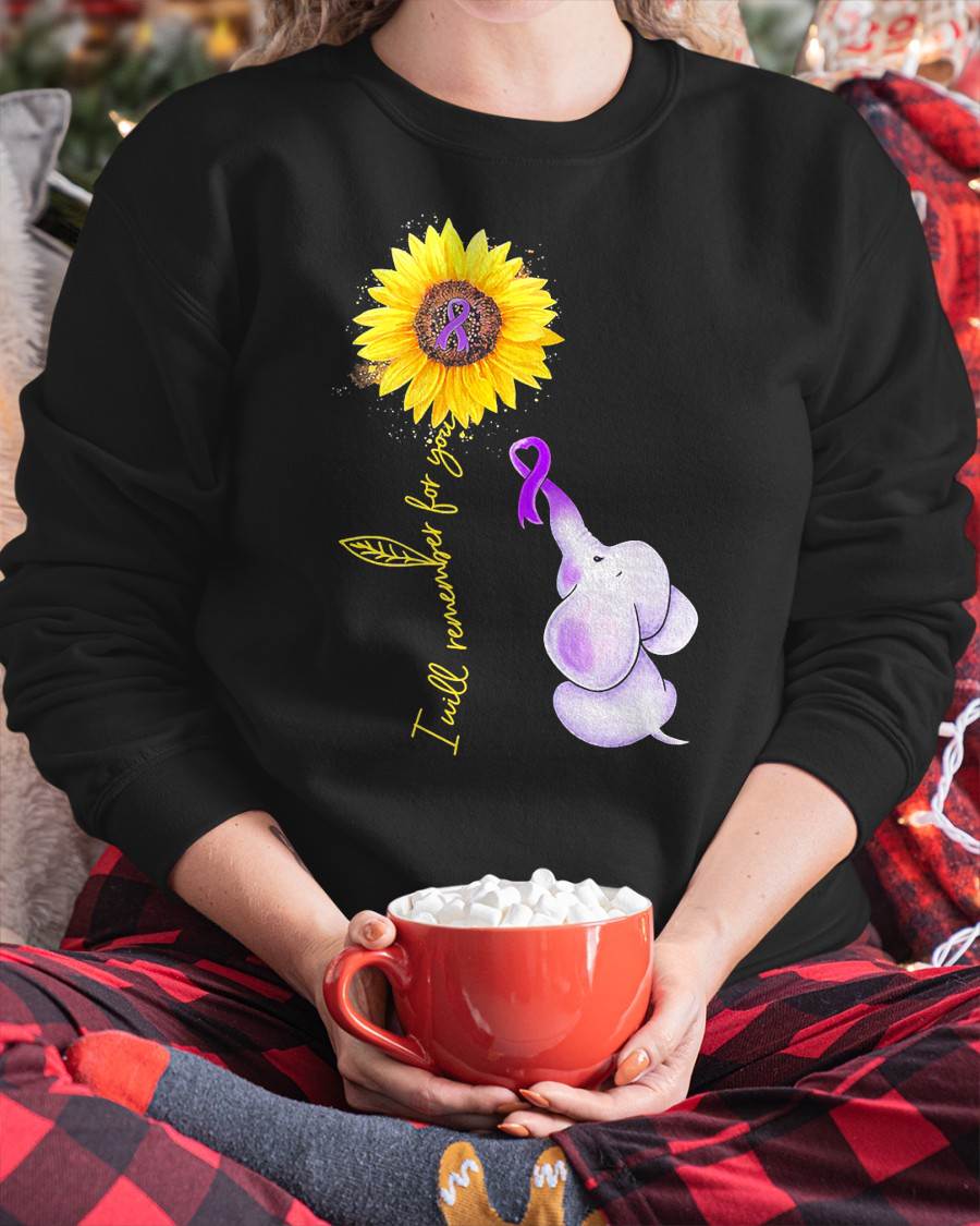 Elephant I Will Remember for You Sunflower Alzheimer T-Shirt