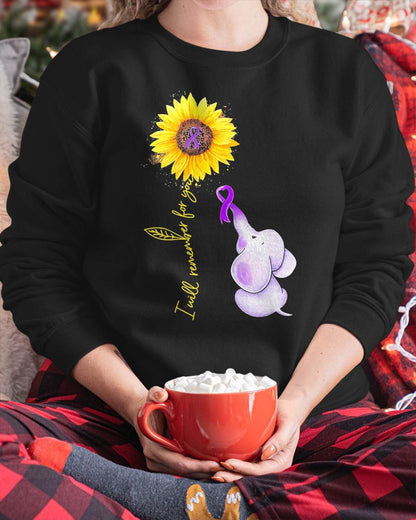 Elephant I Will Remember for You Sunflower Alzheimer T-Shirt