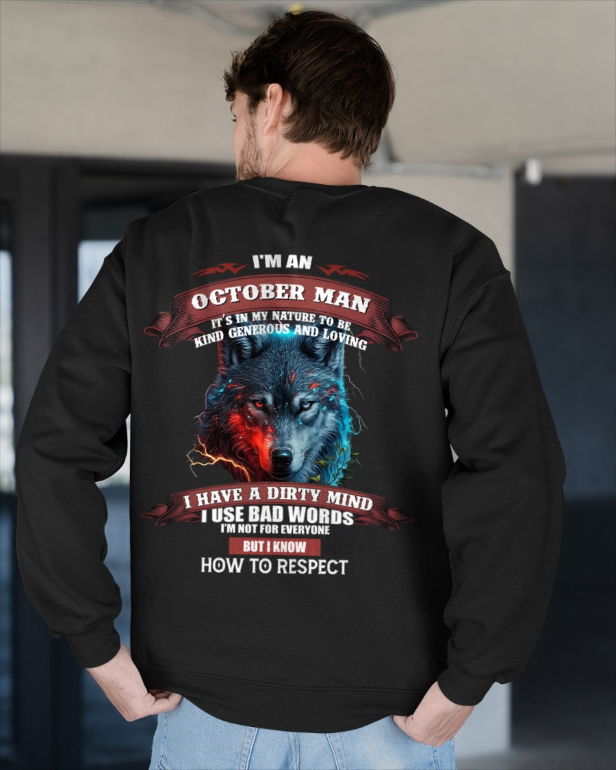OCTOBER - KNOW HOW TO RESPECT - BIRTHDAY T-SHIRT FOR MEN - snow10 / male (SKU12-162-10)