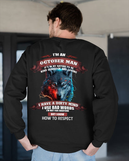 OCTOBER - KNOW HOW TO RESPECT - BIRTHDAY T-SHIRT FOR MEN - snow10 / male (SKU12-162-10)
