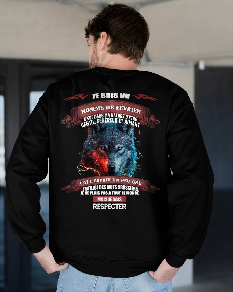 FÉVRIER -  JE SAIS RESPECTER – T-SHIRT D’ANNIVERSAIRE POUR HOMME - frSNOW02 (SKU12-266-02)