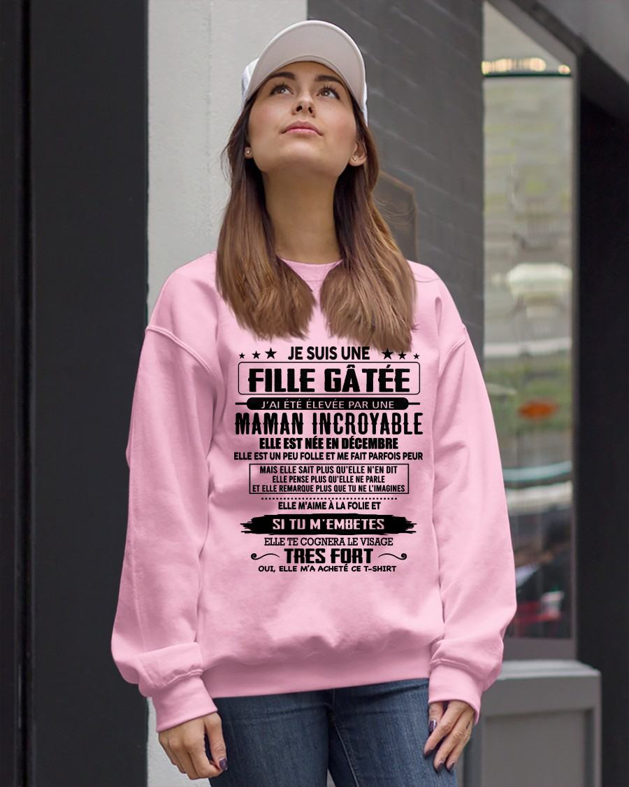 DÉCEMBRE - T-SHIRT JE SUIS UNE FILLE CHANCEUSE – CADEAU TOUCHANT DE MAMAN INCROYABLE - frSNOW12 (SKU26T-0190-12)