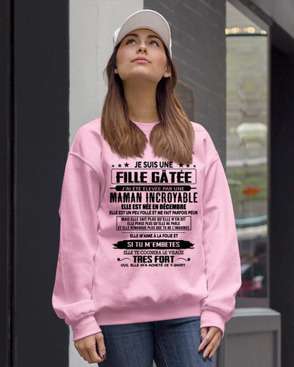 DÉCEMBRE - T-SHIRT JE SUIS UNE FILLE CHANCEUSE – CADEAU TOUCHANT DE MAMAN INCROYABLE - frSNOW12 (SKU26T-0190-12)