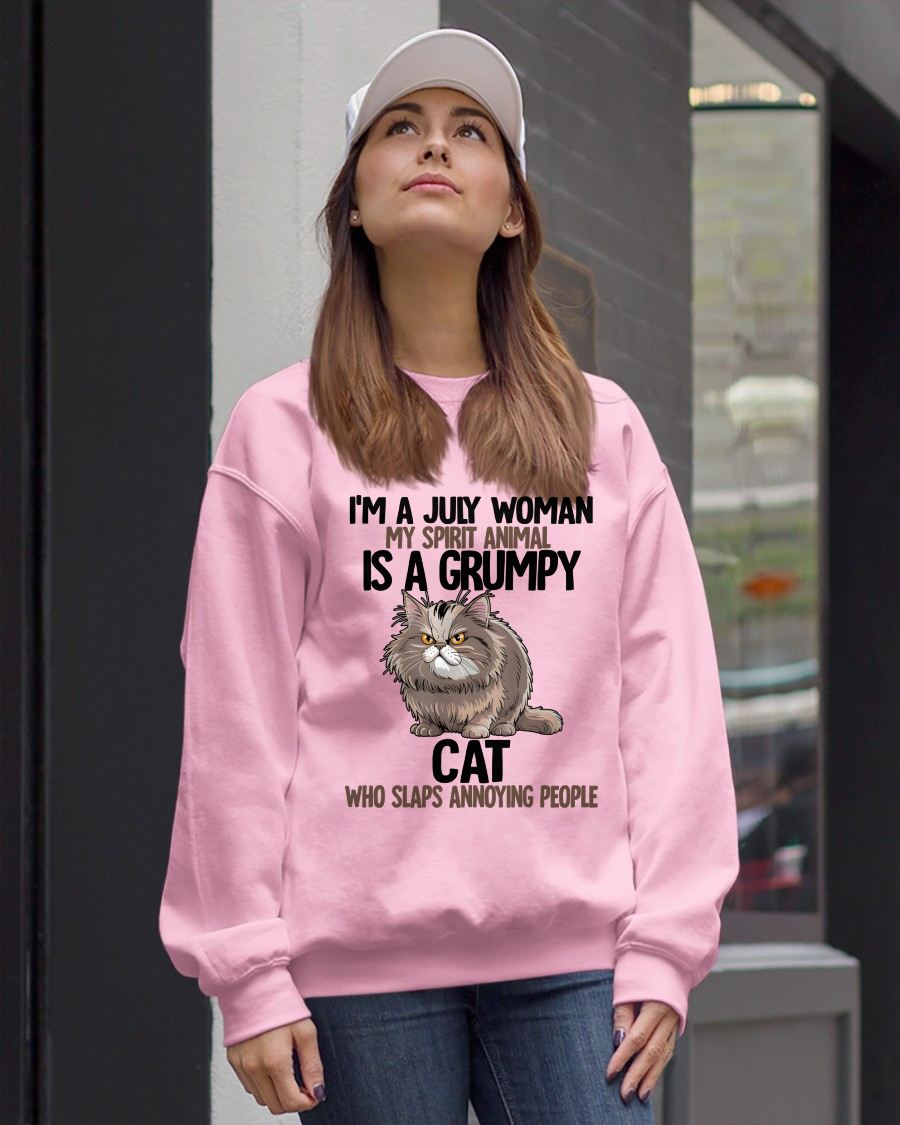 JULY - MY SPIRIT ANIMAL IS A GRUMPY CAT - BIRTHDAY SHIRT FOR WOMEN - SNOW07 (SKU12-278-07)