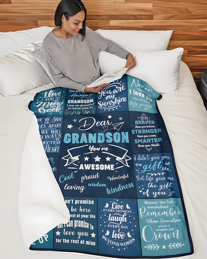 Special Gift For Your Grandson Blanket - From Grandma (SKU2607-228)