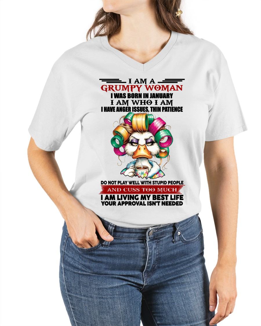 JANUARY - GRUMPY WOMAN - BIRTHDAY SHIRT FOR WOMEN - SNOW01 (SKU26T-01-22-01)