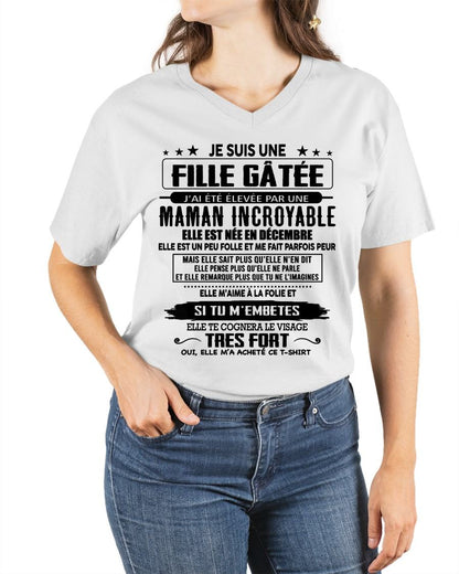 DÉCEMBRE - T-SHIRT JE SUIS UNE FILLE CHANCEUSE – CADEAU TOUCHANT DE MAMAN INCROYABLE - frSNOW12 (SKU26T-0190-12)