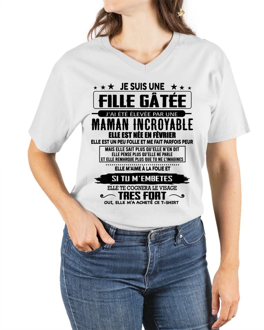 FÉVRIER - T-SHIRT JE SUIS UNE FILLE CHANCEUSE – CADEAU TOUCHANT DE MAMAN INCROYABLE - fr02 / SNOW02 (SKU26T-0190-02)