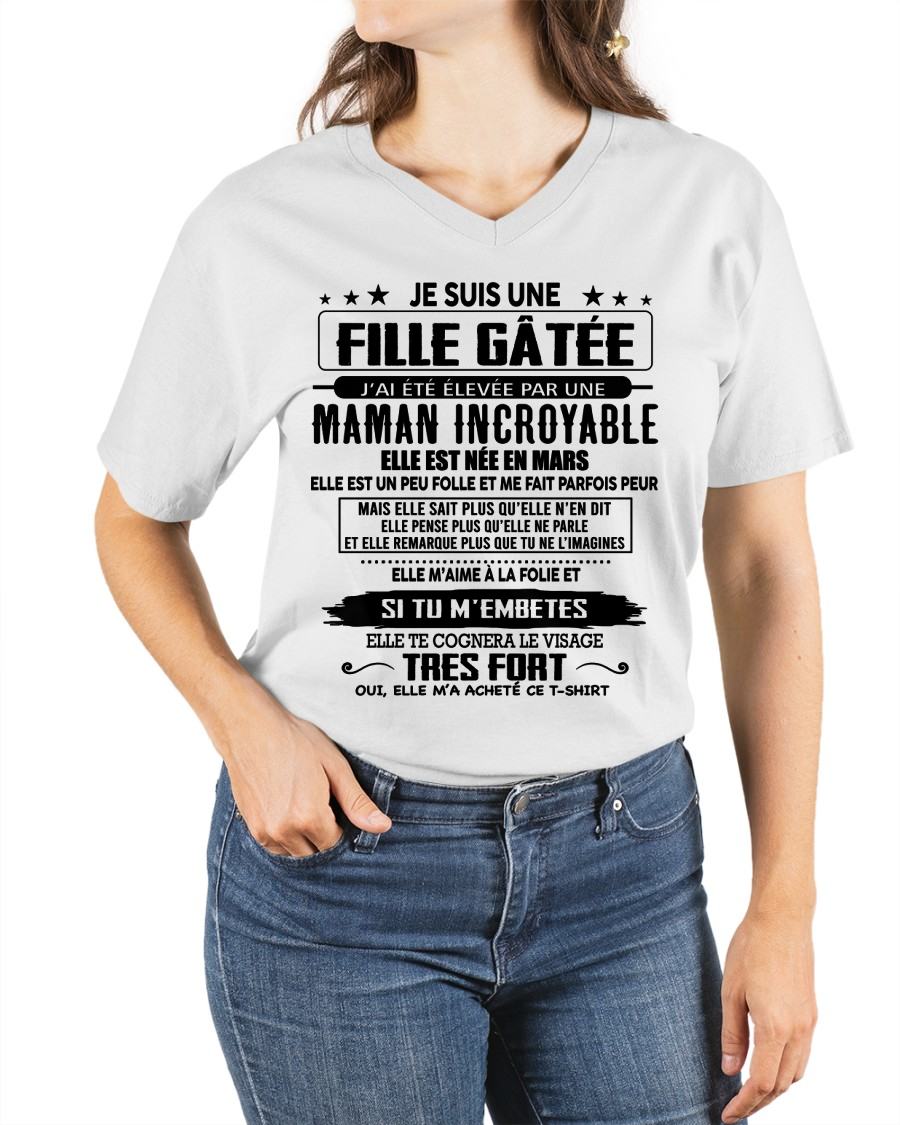 MARS - T-SHIRT JE SUIS UNE FILLE CHANCEUSE – CADEAU TOUCHANT DE MAMAN INCROYABLE - fr03 / SNOW03 (SKU26T-0190-03)