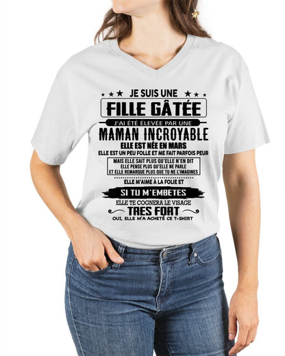 MARS - T-SHIRT JE SUIS UNE FILLE CHANCEUSE – CADEAU TOUCHANT DE MAMAN INCROYABLE - fr03 / SNOW03 (SKU26T-0190-03)