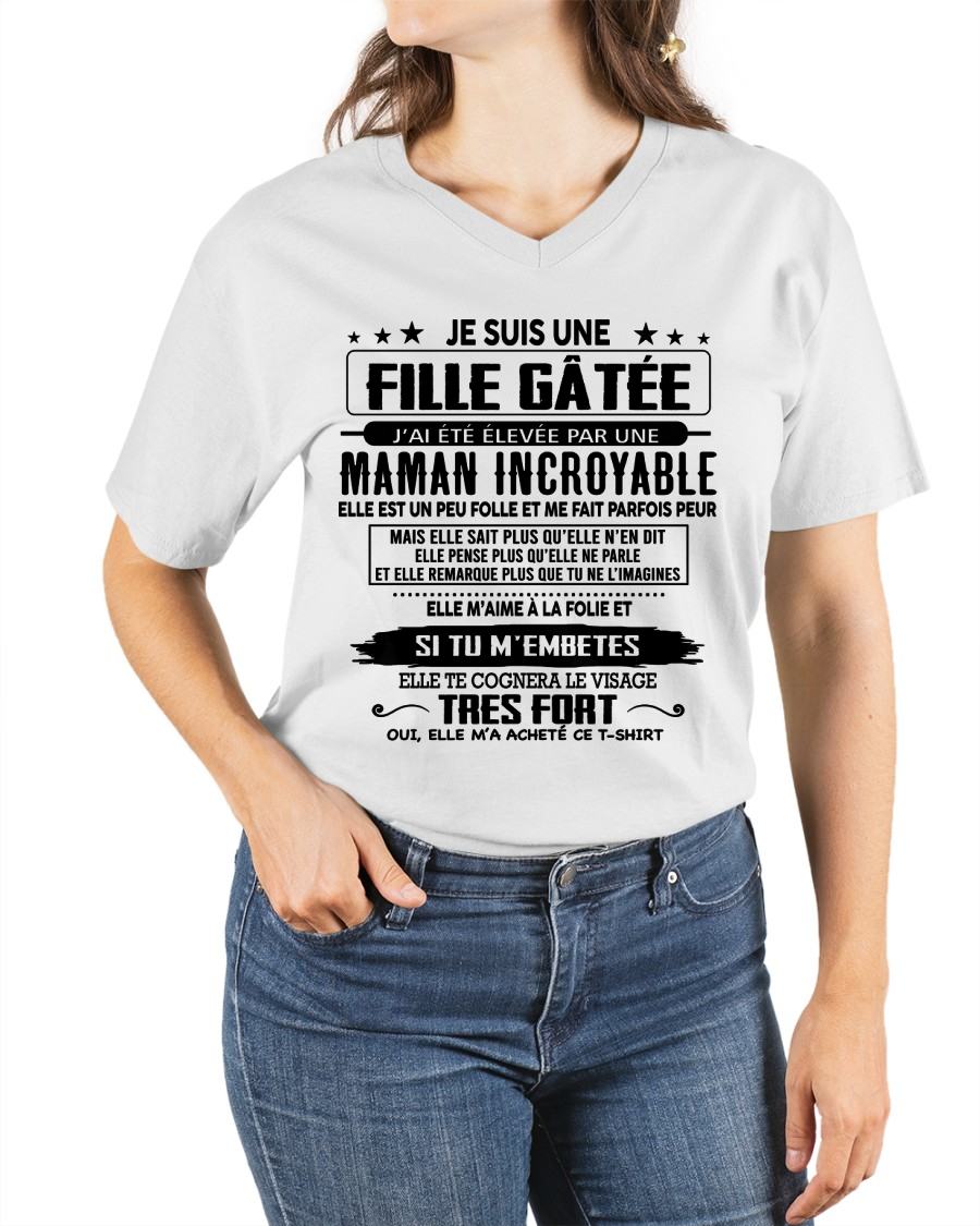 T-SHIRT JE SUIS UNE FILLE CHANCEUSE – CADEAU TOUCHANT DE MAMAN INCROYABLE - frSNOW00 (SKU26T-0190-00)