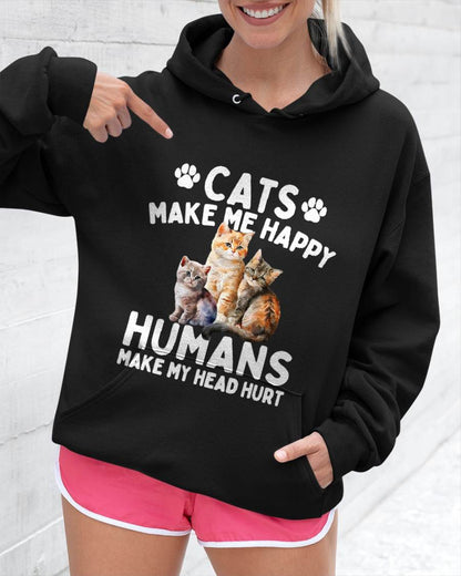 Cats Make Me Happy Humans Make My Head Hurt - Cat Lover T-Shirt