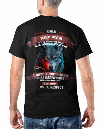 JULY - KNOW HOW TO RESPECT - BIRTHDAY T-SHIRT FOR MEN - snow07 / male (SKU12-162-07)