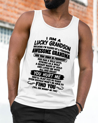 FEBRUARY, I AM A LUCKY GRANDSON - SHIRT FROM GRANDMA TO GRANDSON - SNOW02 (SKU2609-327-02)