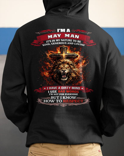 MAY - KIND AND LOVING ARE MY NATURE - PREMIUM DTG PRINT BIRTHDAY T-SHIRT FOR MEN - SNOW05 (SKU26T-01-31-05)