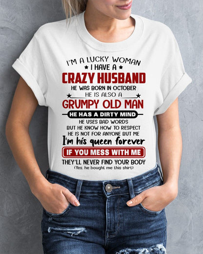 OCTOBER - TO MY WIFE - I'M A LUCKY WOMAN - GIFT FROM HUSBAND - SNOW10 (SKU12-282-10)