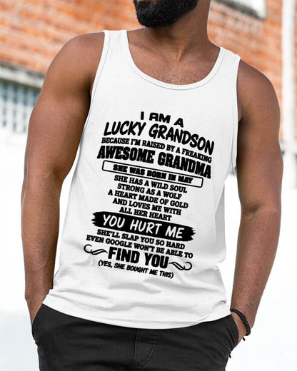 MAY, I AM A LUCKY GRANDSON - SHIRT FROM GRANDMA TO GRANDSON - SNOW05 (SKU2609-327-05)