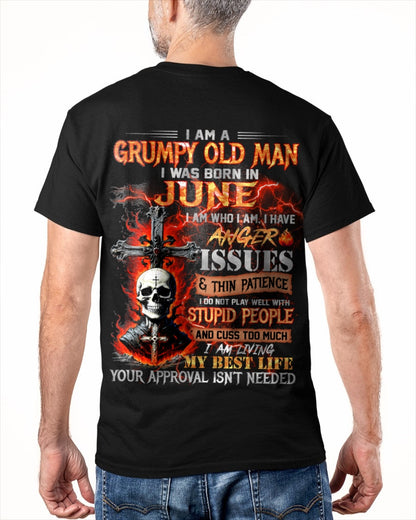 JUNE - GRUMPY OLD MAN T-SHIRT - FUNNY SKULL ANGER ISSUES TEE - PERFECT GIFT FOR MEN snow06 / male (SKU12-319-06)